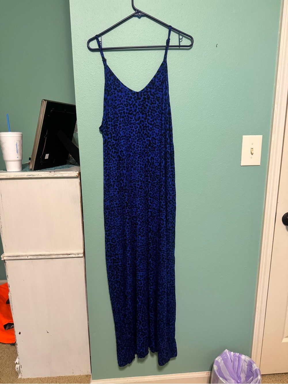 Zenana Outfitters Royal Blue Leopard Slip Maxi Dress